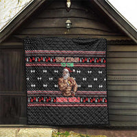 Bodybuilder Santa Christmas Quilt with Welcome to the North Swole Quote and Dumbbell - Wonder Print Shop