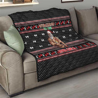 Bodybuilder Santa Christmas Quilt with Welcome to the North Swole Quote and Dumbbell - Wonder Print Shop