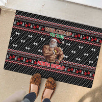 Bodybuilder Santa Christmas Rubber Doormat with Welcome to the North Swole Quote and Dumbbell - Wonder Print Shop