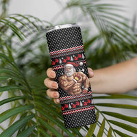 Bodybuilder Santa Christmas Skinny Tumbler with Welcome to the North Swole Quote and Dumbbell - Wonder Print Shop