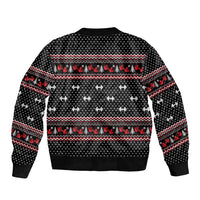 Bodybuilder Santa Christmas Sleeve Zip Bomber Jacket with Welcome to the North Swole Quote and Dumbbell - Wonder Print Shop