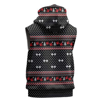 Bodybuilder Santa Christmas Sleeveless Zip Hoodie with Welcome to the North Swole Quote and Dumbbell - Wonder Print Shop