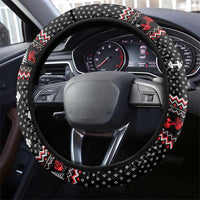 Bodybuilder Santa Christmas Steering Wheel Cover with Welcome to the North Swole Quote and Dumbbell - Wonder Print Shop
