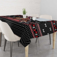 Bodybuilder Santa Christmas Tablecloth with Welcome to the North Swole Quote and Dumbbell - Wonder Print Shop