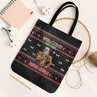Bodybuilder Santa Christmas Tote Bag with Welcome to the North Swole Quote and Dumbbell - Wonder Print Shop