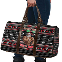 Bodybuilder Santa Christmas Travel Bag with Welcome to the North Swole Quote and Dumbbell - Wonder Print Shop