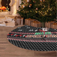 Bodybuilder Santa Christmas Tree Skirt with Welcome to the North Swole Quote and Dumbbell - Wonder Print Shop
