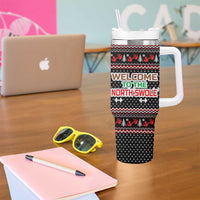 Bodybuilder Santa Christmas Tumbler With Handle with Welcome to the North Swole Quote and Dumbbell - Wonder Print Shop