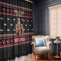 Bodybuilder Santa Christmas Window Curtain with Welcome to the North Swole Quote and Dumbbell - Wonder Print Shop