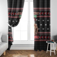 Bodybuilder Santa Christmas Window Curtain with Welcome to the North Swole Quote and Dumbbell - Wonder Print Shop