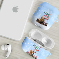Yorkshire Terrier Dog Christmas AirPods Case with Peace Love Joy Quote and Santa Hat Puppies in Snowy Winter Scene - Wonder Print Shop