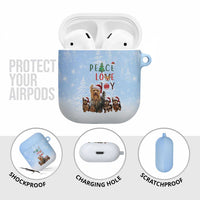Yorkshire Terrier Dog Christmas AirPods Case with Peace Love Joy Quote and Santa Hat Puppies in Snowy Winter Scene - Wonder Print Shop