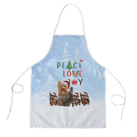 Yorkshire Terrier Dog Christmas Apron with Peace Love Joy Quote and Santa Hat Puppies in Snowy Winter Scene - Wonder Print Shop