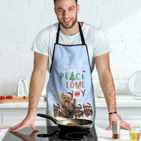 Yorkshire Terrier Dog Christmas Apron with Peace Love Joy Quote and Santa Hat Puppies in Snowy Winter Scene - Wonder Print Shop