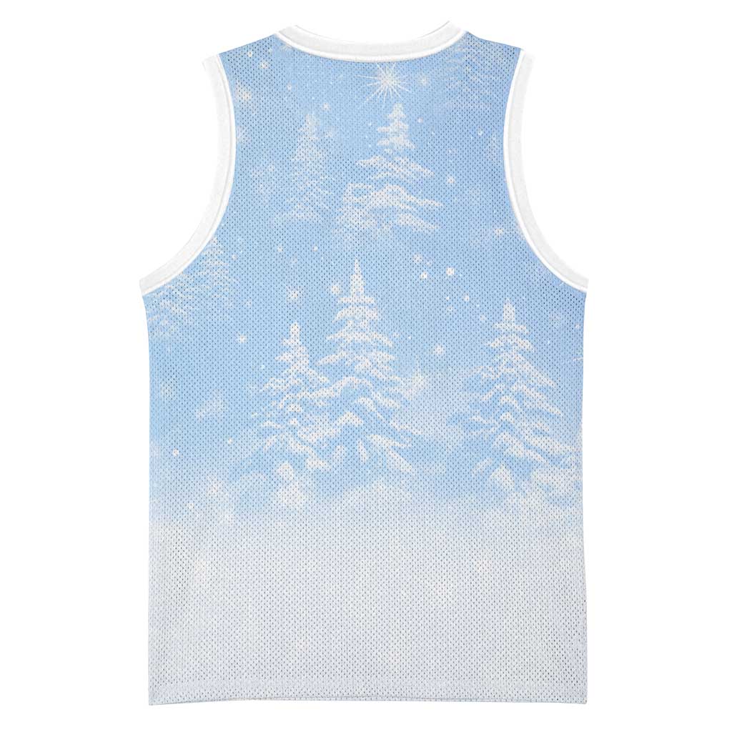 Yorkshire Terrier Dog Christmas Basketball Jersey with Peace Love Joy Quote and Santa Hat Puppies in Snowy Winter Scene - Wonder Print Shop