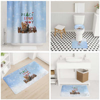 Yorkshire Terrier Dog Christmas Bathroom Set with Peace Love Joy Quote and Santa Hat Puppies in Snowy Winter Scene - Wonder Print Shop