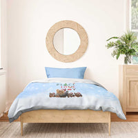 Yorkshire Terrier Dog Christmas Bedding Set with Peace Love Joy Quote and Santa Hat Puppies in Snowy Winter Scene - Wonder Print Shop