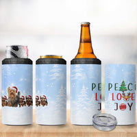 Yorkshire Terrier Dog Christmas 4 in 1 Can Cooler Tumbler with Peace Love Joy Quote and Santa Hat Puppies in Snowy Winter Scene - Wonder Print Shop
