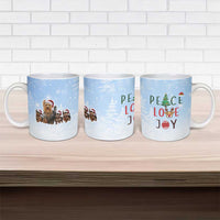 Yorkshire Terrier Dog Christmas Ceramic Mug with Peace Love Joy Quote and Santa Hat Puppies in Snowy Winter Scene - Wonder Print Shop