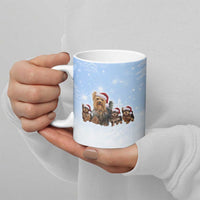 Yorkshire Terrier Dog Christmas Ceramic Mug with Peace Love Joy Quote and Santa Hat Puppies in Snowy Winter Scene - Wonder Print Shop