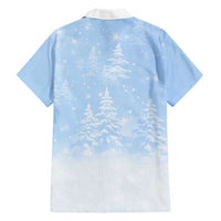 Yorkshire Terrier Dog Christmas Hawaiian Shirt with Peace Love Joy Quote and Santa Hat Puppies in Snowy Winter Scene - Wonder Print Shop