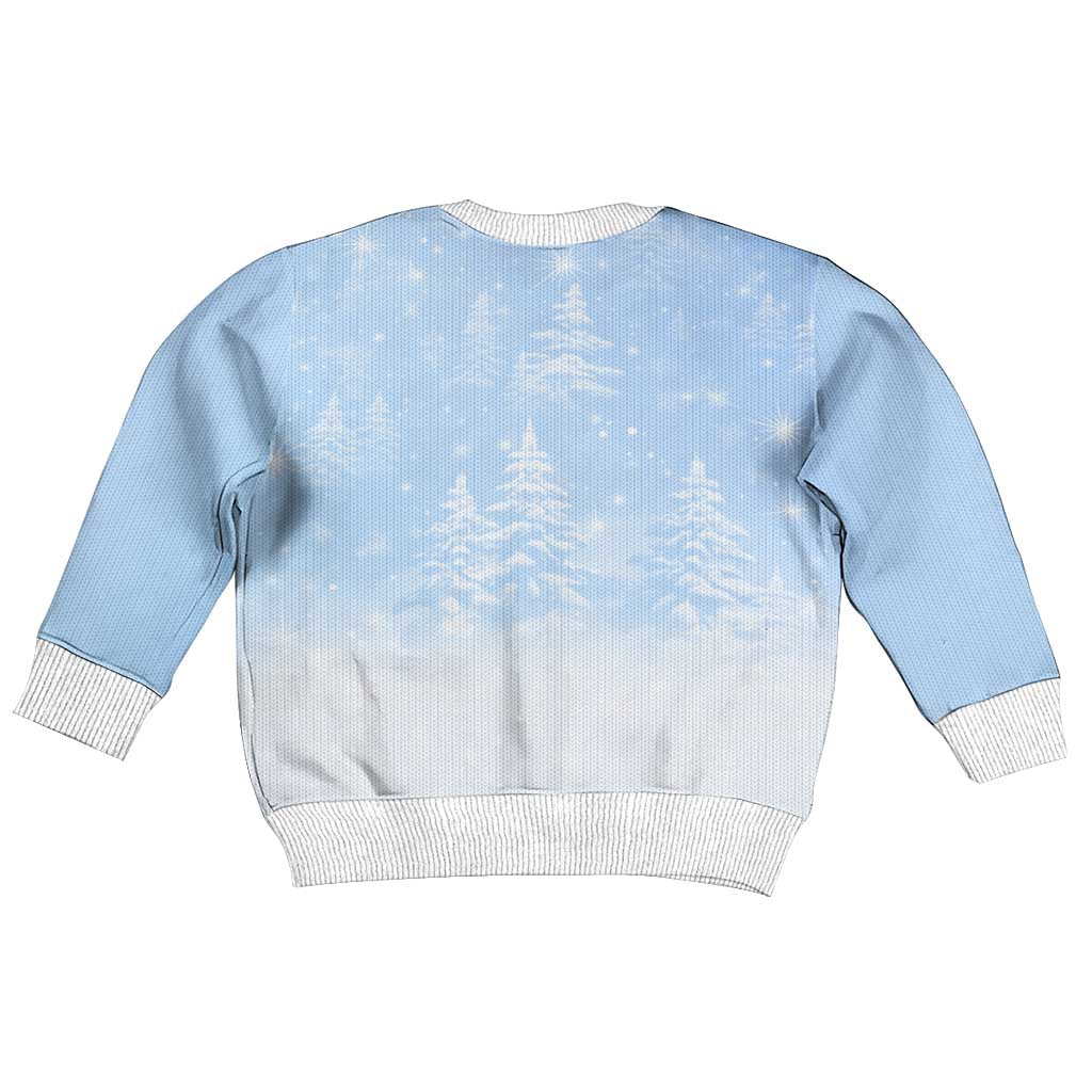 Yorkshire Terrier Dog Christmas Kid Ugly Christmas Sweater with Peace Love Joy Quote and Santa Hat Puppies in Snowy Winter Scene - Wonder Print Shop