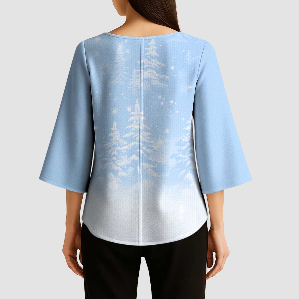 Yorkshire Terrier Dog Christmas Kimono Sleeve Blouse with Peace Love Joy Quote and Santa Hat Puppies in Snowy Winter Scene - Wonder Print Shop