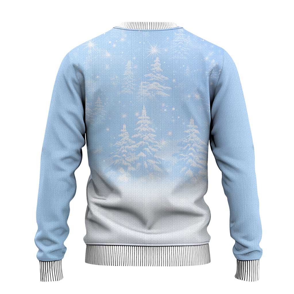 Yorkshire Terrier Dog Christmas Ugly Christmas Sweater with Peace Love Joy Quote and Santa Hat Puppies in Snowy Winter Scene - Wonder Print Shop