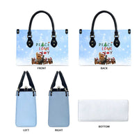 Yorkshire Terrier Dog Christmas Leather Bag with Peace Love Joy Quote and Santa Hat Puppies in Snowy Winter Scene - Wonder Print Shop