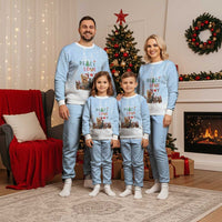 Yorkshire Terrier Dog Christmas Pajama Set with Peace Love Joy Quote and Santa Hat Puppies in Snowy Winter Scene - Wonder Print Shop