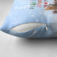 Yorkshire Terrier Dog Christmas Pillow Cover with Peace Love Joy Quote and Santa Hat Puppies in Snowy Winter Scene - Wonder Print Shop