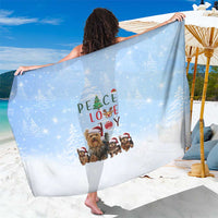 Yorkshire Terrier Dog Christmas Sarong with Peace Love Joy Quote and Santa Hat Puppies in Snowy Winter Scene - Wonder Print Shop