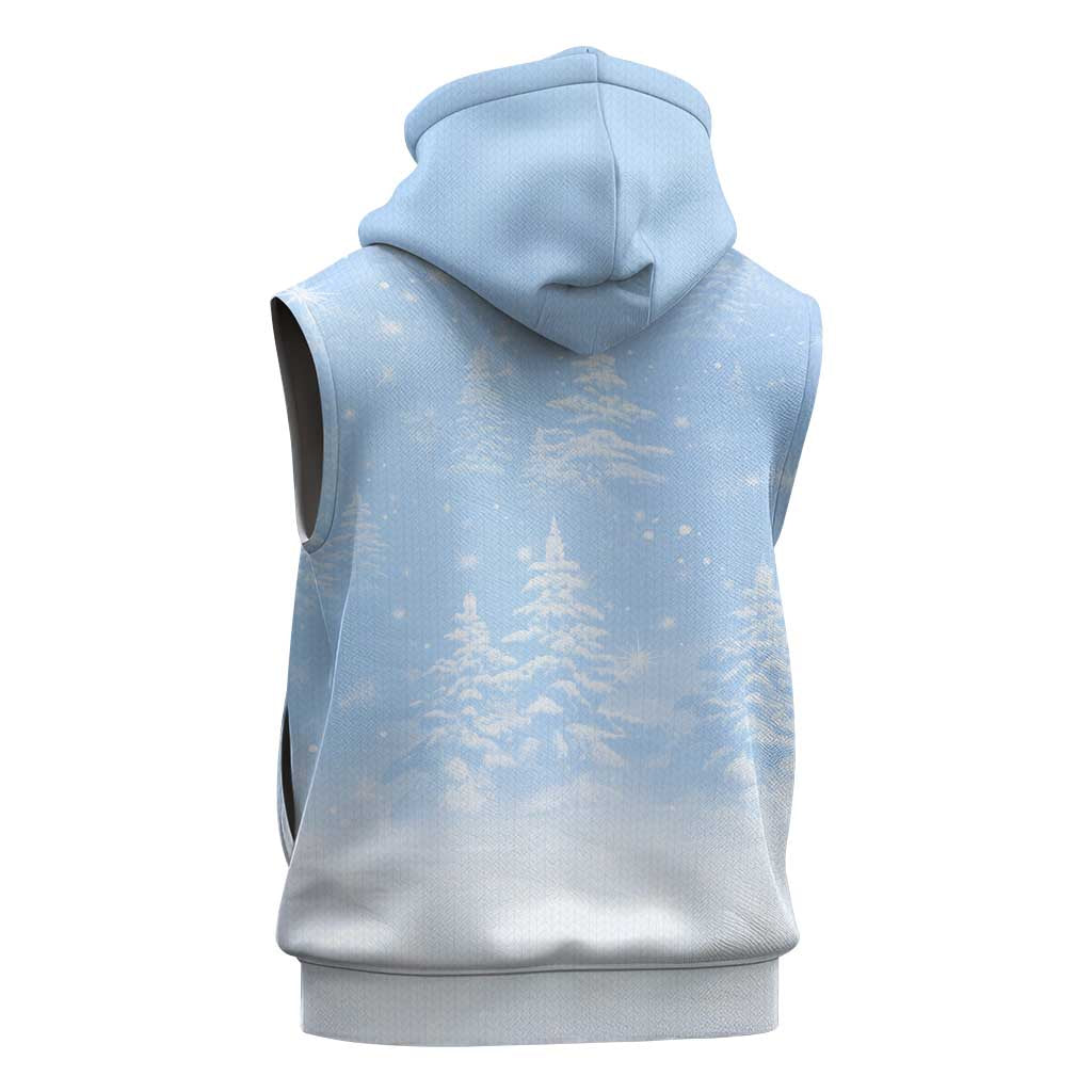 Yorkshire Terrier Dog Christmas Sleeveless Zip Hoodie with Peace Love Joy Quote and Santa Hat Puppies in Snowy Winter Scene - Wonder Print Shop