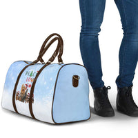 Yorkshire Terrier Dog Christmas Travel Bag with Peace Love Joy Quote and Santa Hat Puppies in Snowy Winter Scene - Wonder Print Shop