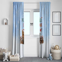 Yorkshire Terrier Dog Christmas Window Curtain with Peace Love Joy Quote and Santa Hat Puppies in Snowy Winter Scene - Wonder Print Shop