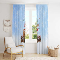 Yorkshire Terrier Dog Christmas Window Curtain with Peace Love Joy Quote and Santa Hat Puppies in Snowy Winter Scene - Wonder Print Shop