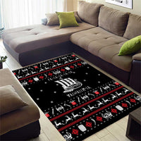 Viking Christmas Area Rug with Fa La La La La Valhalla Quote and Longship Nordic Pattern - Wonder Print Shop