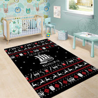Viking Christmas Area Rug with Fa La La La La Valhalla Quote and Longship Nordic Pattern - Wonder Print Shop