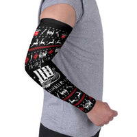 Viking Christmas Arm Sleeves with Fa La La La La Valhalla Quote and Longship Nordic Pattern - Wonder Print Shop