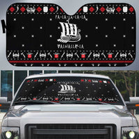 Viking Christmas Auto Sun Shade with Fa La La La La Valhalla Quote and Longship Nordic Pattern - Wonder Print Shop