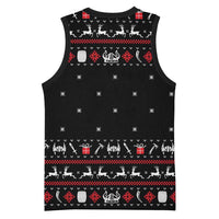 Viking Christmas Basketball Jersey with Fa La La La La Valhalla Quote and Longship Nordic Pattern - Wonder Print Shop