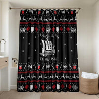 Viking Christmas Bathroom Set with Fa La La La La Valhalla Quote and Longship Nordic Pattern - Wonder Print Shop