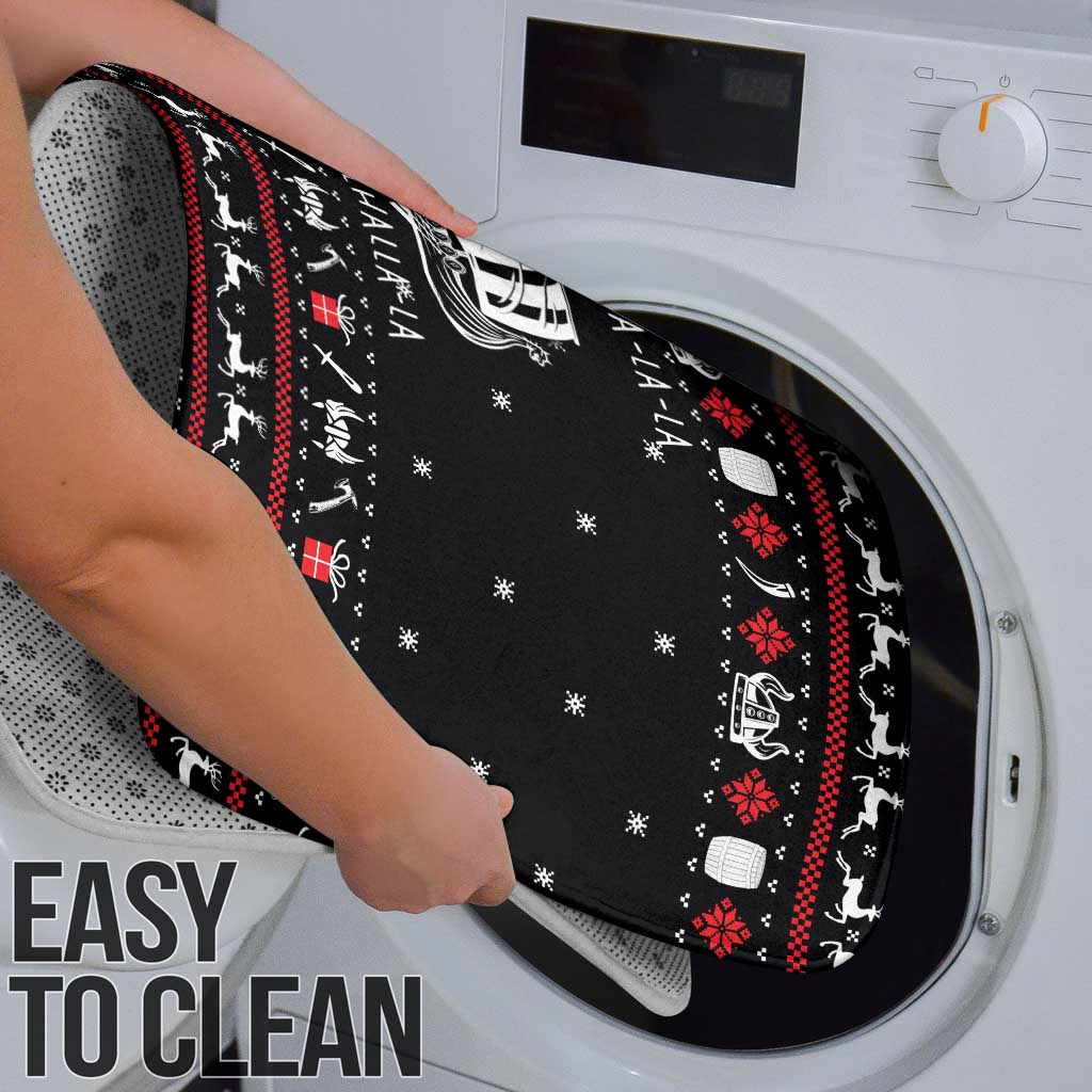 Viking Christmas Bathroom Set with Fa La La La La Valhalla Quote and Longship Nordic Pattern - Wonder Print Shop