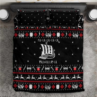 Viking Christmas Bedding Set with Fa La La La La Valhalla Quote and Longship Nordic Pattern - Wonder Print Shop