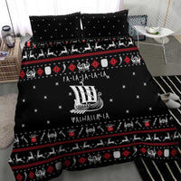 Viking Christmas Bedding Set with Fa La La La La Valhalla Quote and Longship Nordic Pattern - Wonder Print Shop