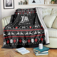 Viking Christmas Blanket with Fa La La La La Valhalla Quote and Longship Nordic Pattern - Wonder Print Shop