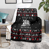 Viking Christmas Blanket with Fa La La La La Valhalla Quote and Longship Nordic Pattern - Wonder Print Shop