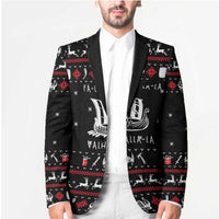Viking Christmas Blazer with Fa La La La La Valhalla Quote and Longship Nordic Pattern - Wonder Print Shop