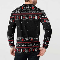 Viking Christmas Button Sweatshirt with Fa La La La La Valhalla Quote and Longship Nordic Pattern - Wonder Print Shop