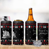 Viking Christmas 4 in 1 Can Cooler Tumbler with Fa La La La La Valhalla Quote and Longship Nordic Pattern - Wonder Print Shop
